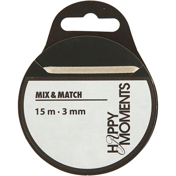 Happy Moments Satinbnd, 15 m, rhvid, 3 mm
