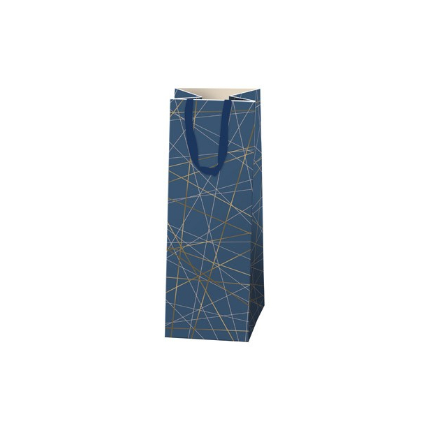 Hartung Gavepose til flasker, bl med guld mnster