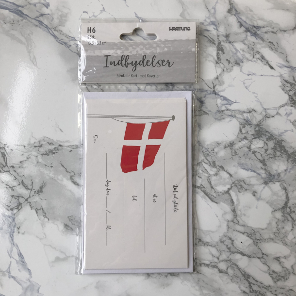 Hartung Invitation til fdselsdag, 5 stk., Flagstang