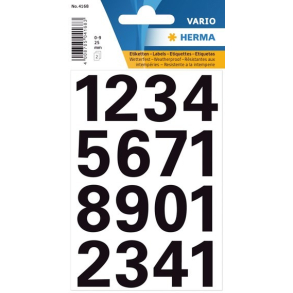 Herma etiket tal 0-9, 25mm, sort