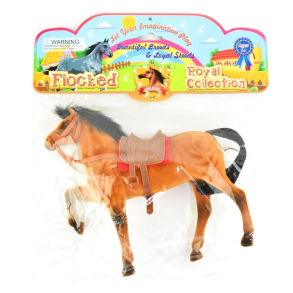 Hest med saddel, 25 cm, brun