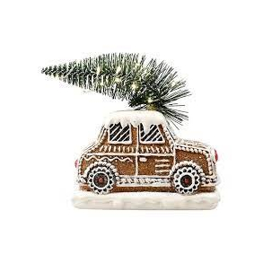 Honningkagebil med juletr med LED