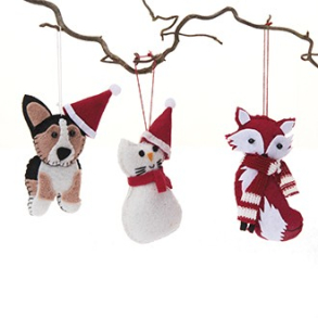 Hund/kat/rv i stof med snor, 10 cm.