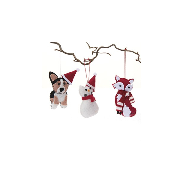 Hund/kat/rv i stof med snor, 10 cm.