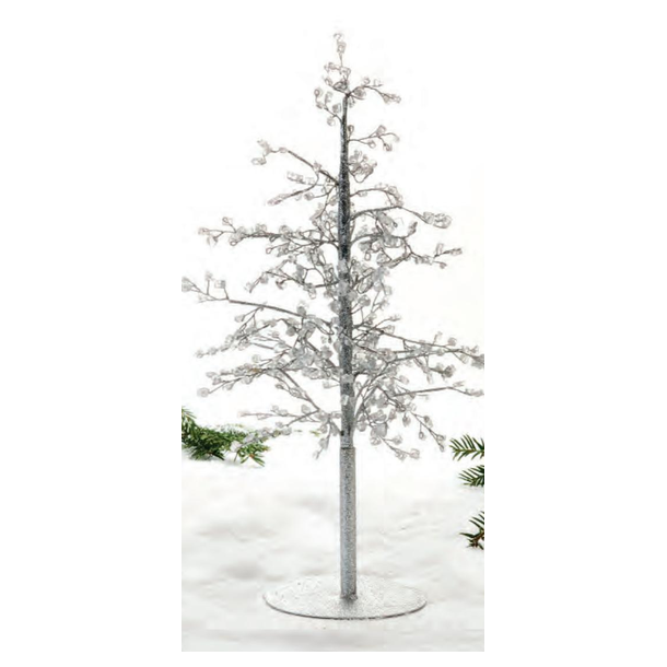 S�lv juletr� med glitter og perler, 45cm