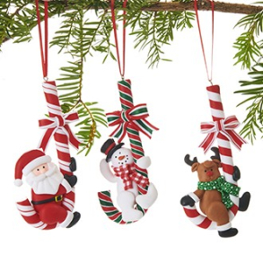 Julefigur p sukkerstok, med snor, 3 ASS.