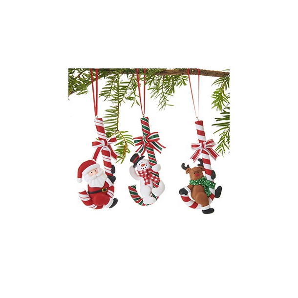 Julefigur p sukkerstok, med snor, 3 ASS.