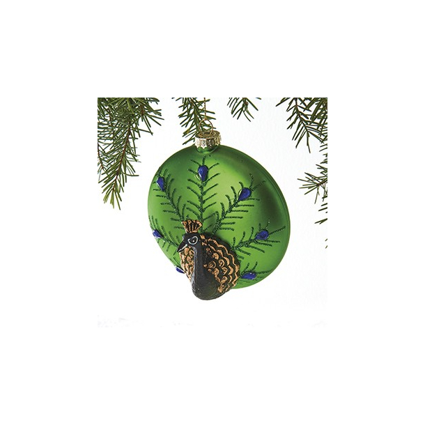 Julefigur, Pfugl, glas, med snor - 10 cm