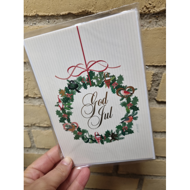 Julekort med krans