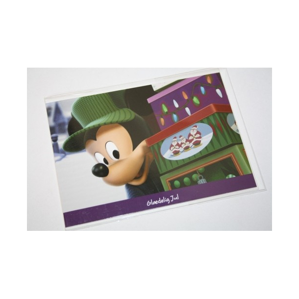 Julekort Mickey med gaver