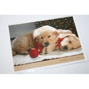 Julekort Sovende hvalpe