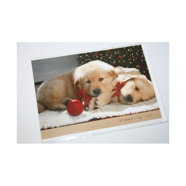 Julekort Sovende hvalpe