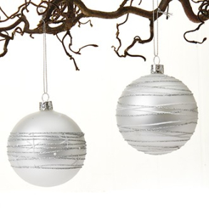 Julekugle, glaspynt i slv, 8 cm