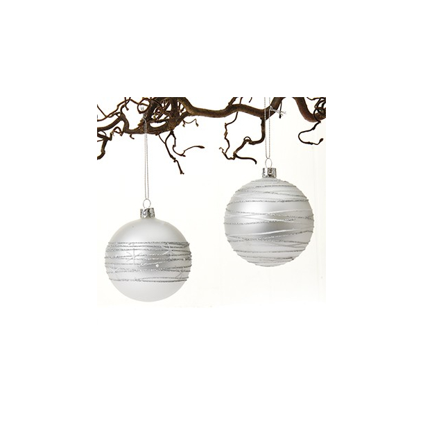 Julekugle, glaspynt i slv, 8 cm