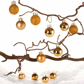 Julekugler i glas, mat/blank, GULD, 2 cm, 12 stk.