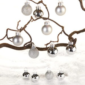 Julekugler i glas, mat/blank, slv, 2 cm, 12 stk.