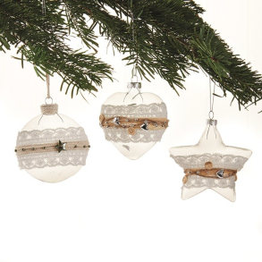 Julekugler i glas med bnd