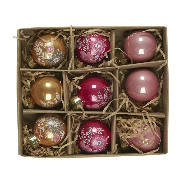 Julekugler med print, 9 stk. 