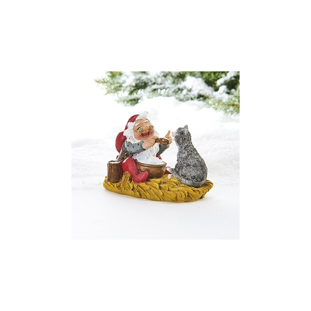 Julemand med kat &amp; risengrd, poly., Vilhelm Hansen