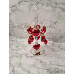 Juletr, klar glas, med rde hjerter