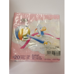 Kaffeservietter 20 stk, baby, rosa, 2 motiver sko og rangle