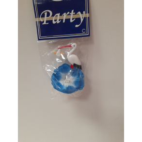 Kagefigur, stork, lysebl, 7 cm