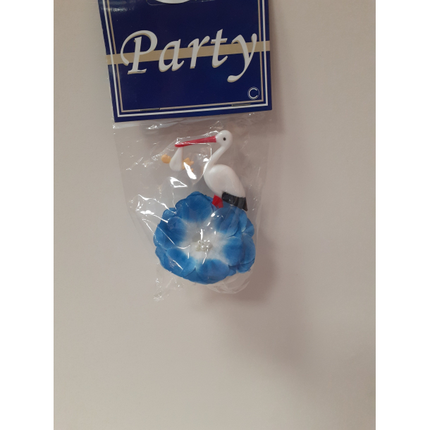 Kagefigur, stork, lysebl, 7 cm