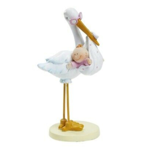 Kagefigur, stork, lyserd, 11cm