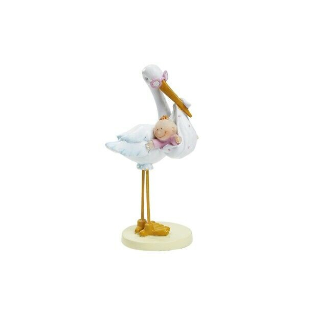 Kagefigur, stork, lyserd, 11cm
