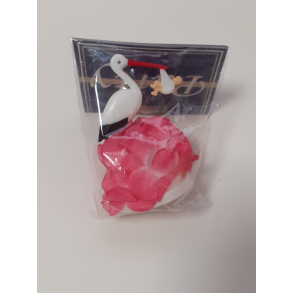 Kagefigur, stork, lyserd, 7 cm