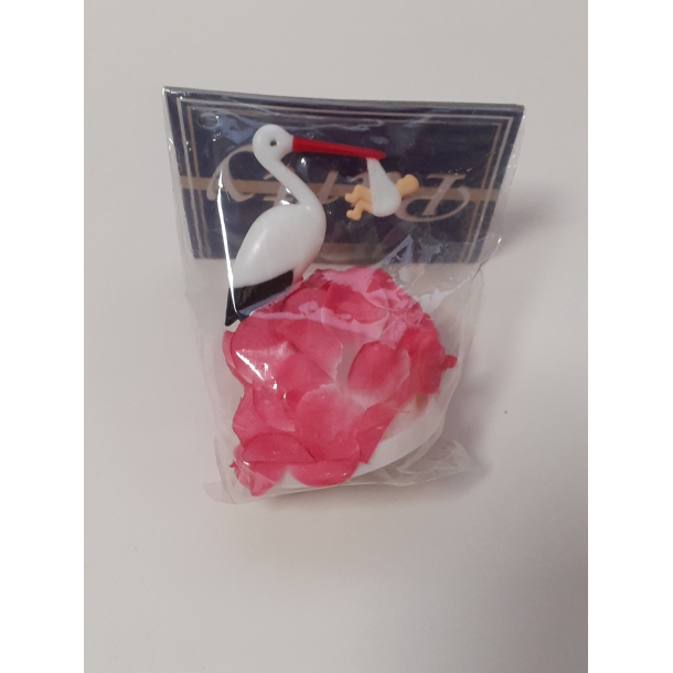 Kagefigur, stork, lyserd, 7 cm