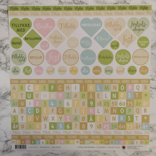 Karen-Marie Klip &amp; Papir - Scrapbooking, Tillykke, pastel farver