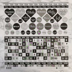 Karen-Marie Klip &amp; Papir - Scrapbooking, Tillykke, sort/hvid