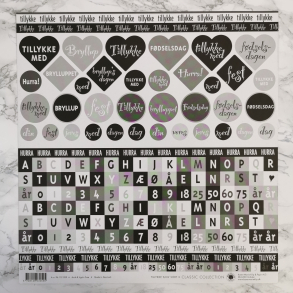 Karen-Marie Klip & Papir - Scrapbooking, Tillykke, sort/hvid