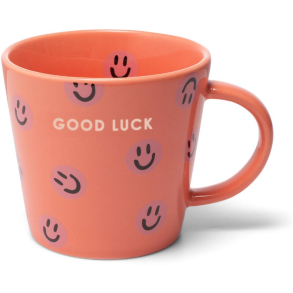 Keramik kop, smileys GOOD LUCK coral, 250ml