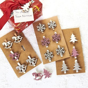 Klemme m/figur, glimmer rosa/hvid/gr