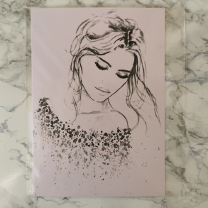 Kort A6 - Kvinde m. mnstret bluse