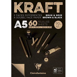 Kraft brun og sort - tegnepapir A4