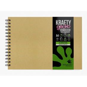 Krafty gecko skitsebog A4, liggende, brun