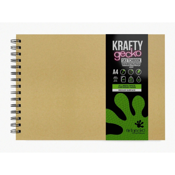 Krafty gecko skitsebog A4, liggende, brun