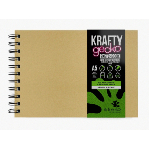Krafty gecko skitsebog A5, liggende, brun