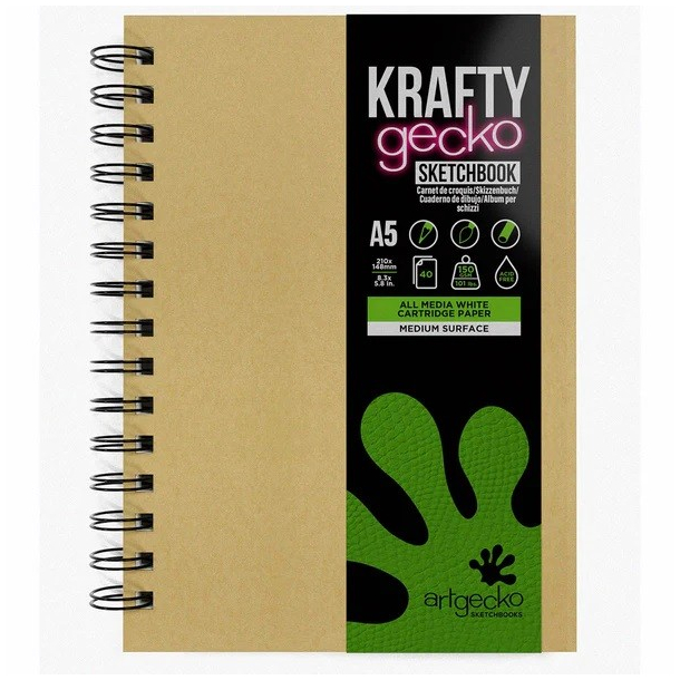 Krafty gecko skitsebog A5, stende, brun