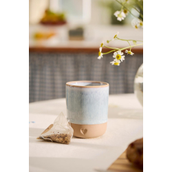 Krus u/hank, Heart, mat brunt ler m/lyseblkant 