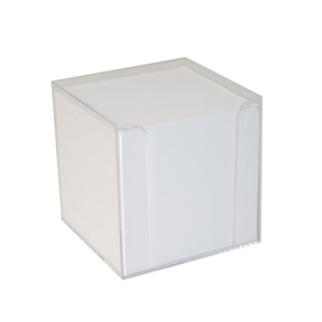 Kubus notesblok i klar holder, 9x9cm