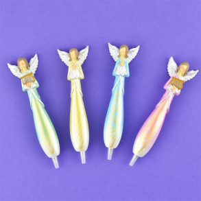 Kuglepen med engel, 16 cm