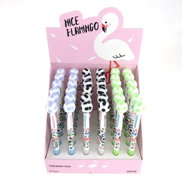 Kuglepen med fodbold, 3 farver