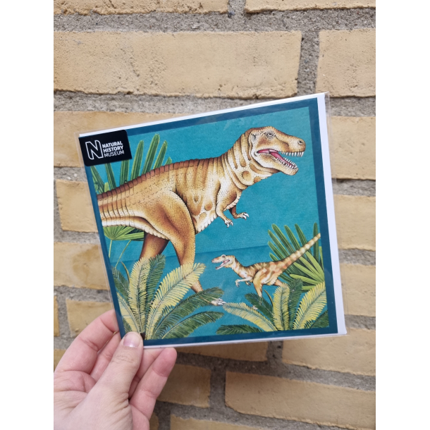 Kvadratisk dobbeltkort dino, 16x16cm