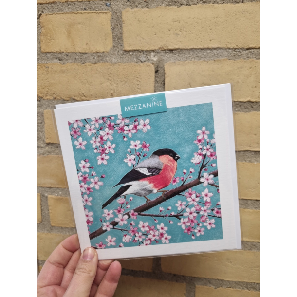 Kvadratisk dobbeltkort fugl, 16x16cm