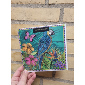 Kvadratisk dobbeltkort papegje, 16x16cm