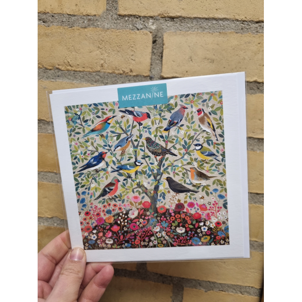 Kvadratisk dobbeltkort sangfugle, 16x16cm